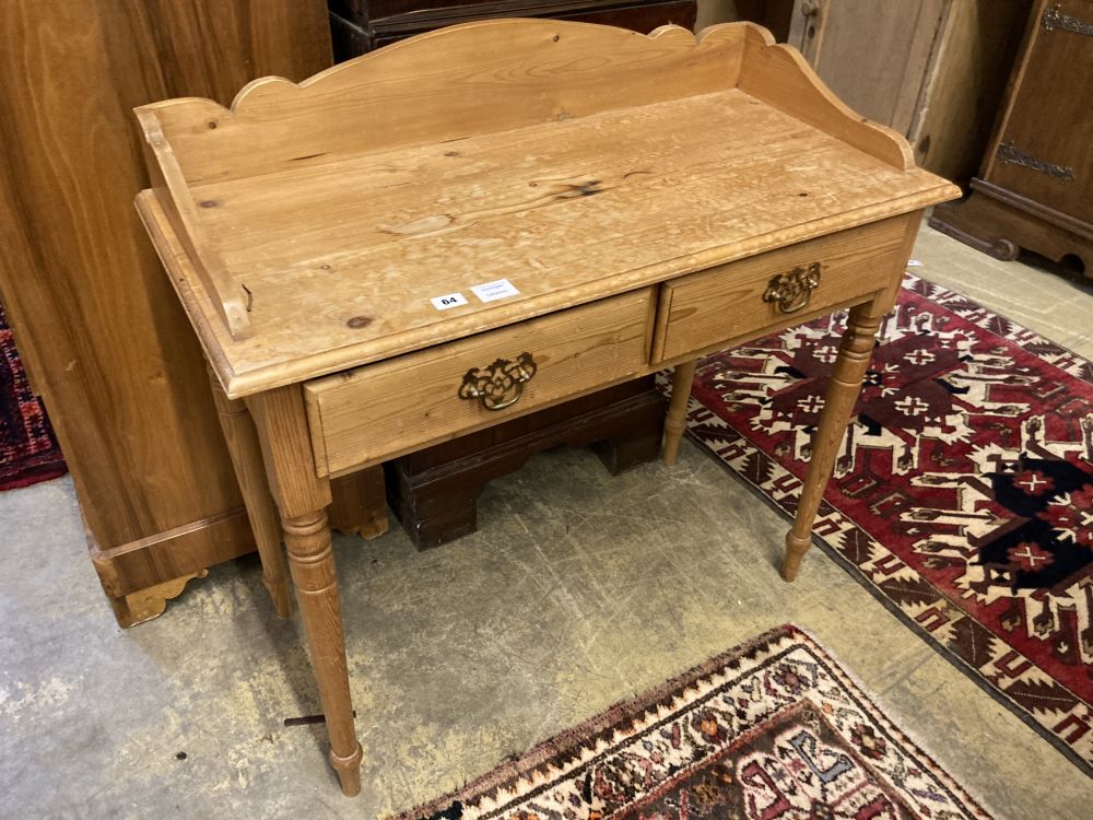 A Victorian style pine washstand, width 91cm depth 42cm height 90cm